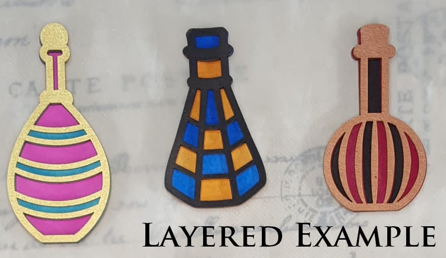 Bottle Set - D - Small - Layering Set - White Chipboard