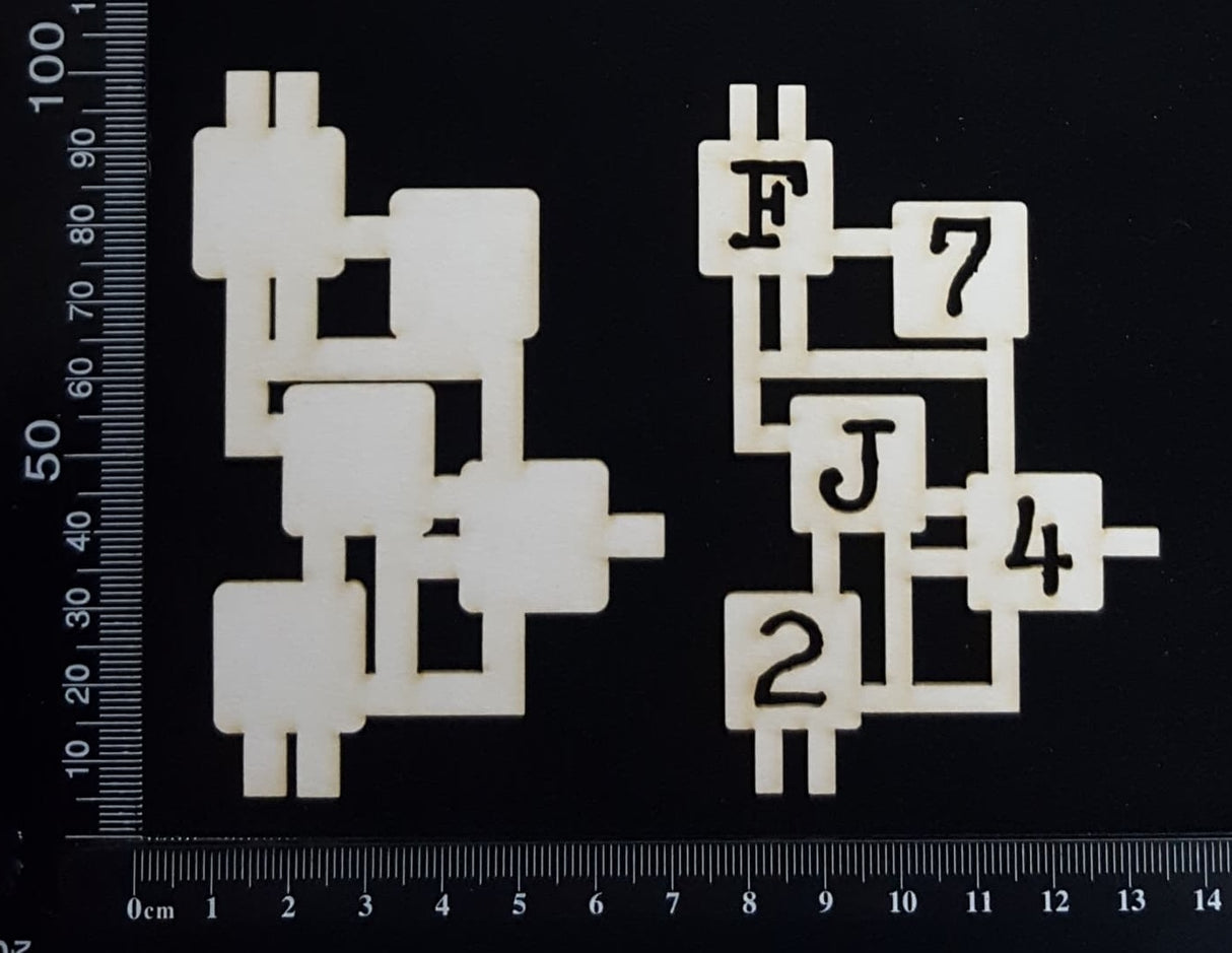 Circuit Fragment - C - Medium - Layering Set - White Chipboard