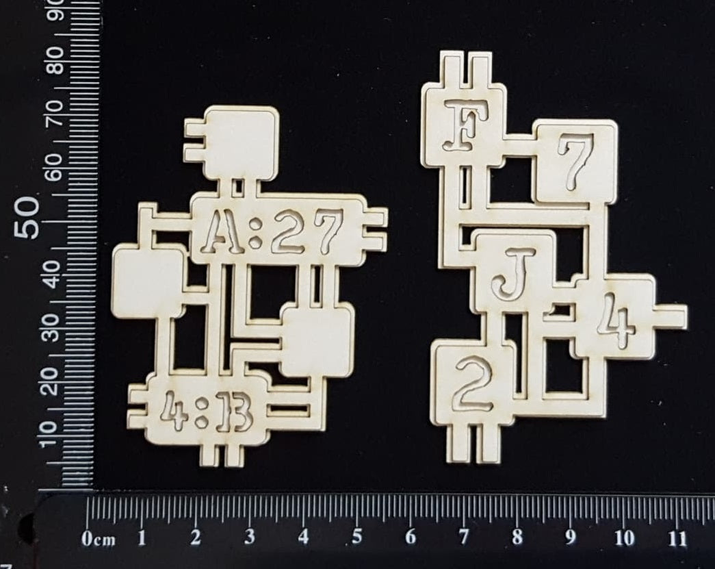 Circuit Fragment - E - Small - Layering Set - White Chipboard