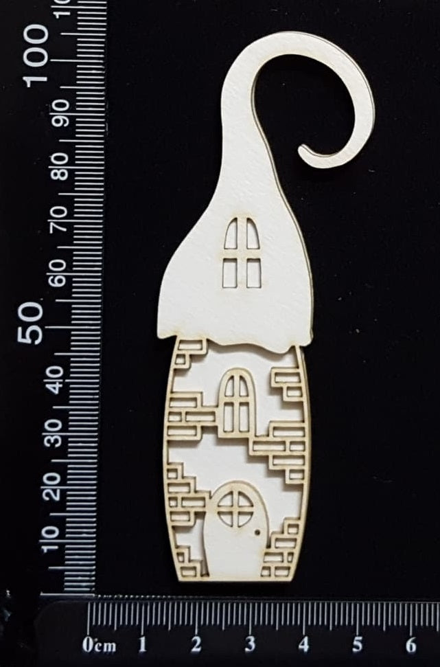 Layered Detailed Fairy House Set - A - Small - White Chipboard
