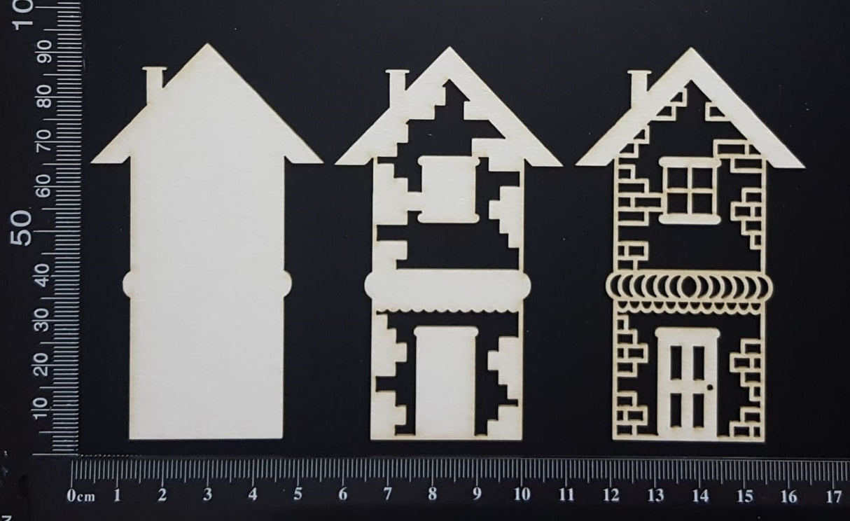 Layered Detailed House Set - I - Small - White Chipboard