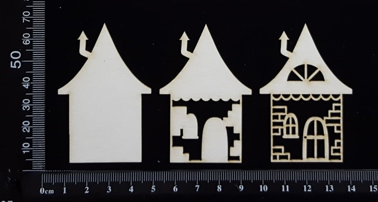 Layered Detailed House Set - K - Small - White Chipboard