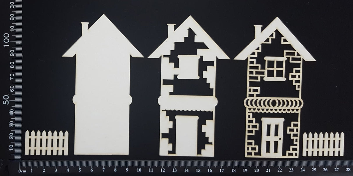 Layered Detailed House Set - M - Large - White Chipboard