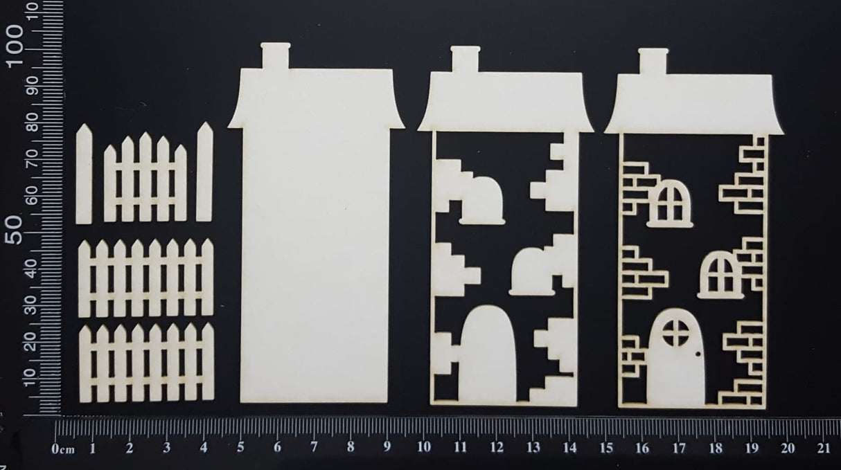 Layered Detailed House Set - N - Large - White Chipboard