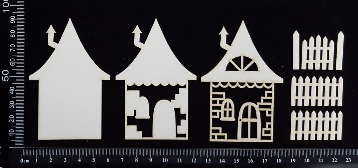 Layered Detailed House Set - O - Large - White Chipboard