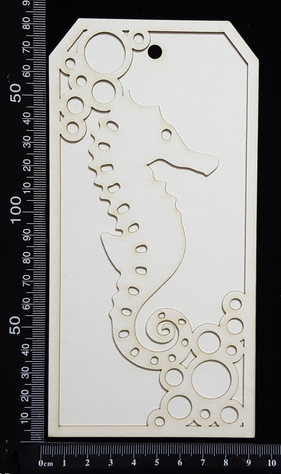 Layered Tag - Seahorse - Large - A - White Chipboard