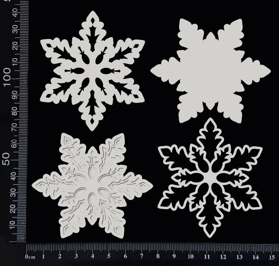 Layered Snowflake Set - G - White Chipboard