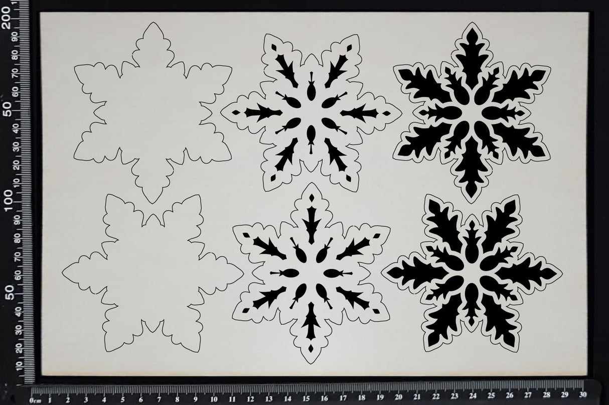 Layered Snowflake Set - H - White Chipboard