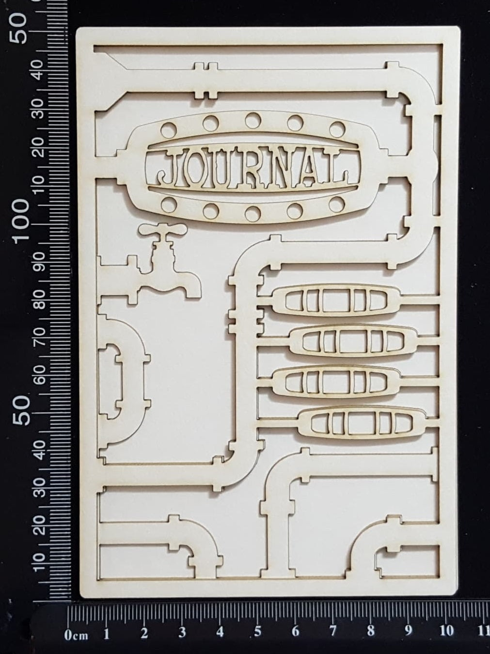 Steampunk Journal Panel - AI - Journal - Small - Layering Set - White Chipboard