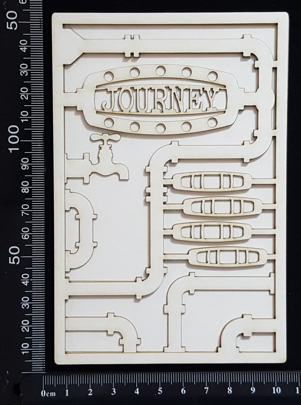 Steampunk Journal Panel - AJ - Journey - Small - Layering Set - White Chipboard