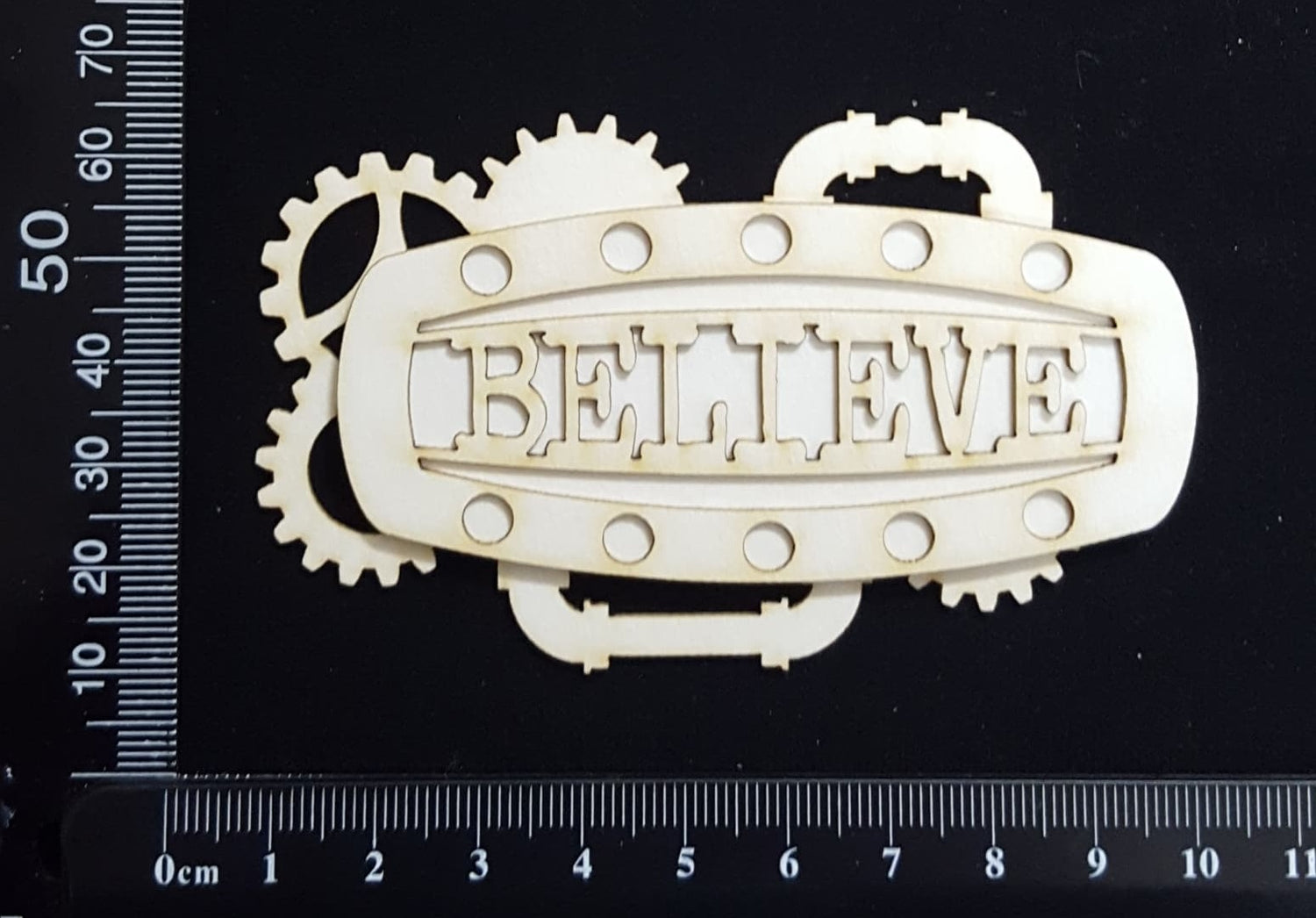 Steampunk Title Plate - EB - Believe - Layering Set - White Chipboard