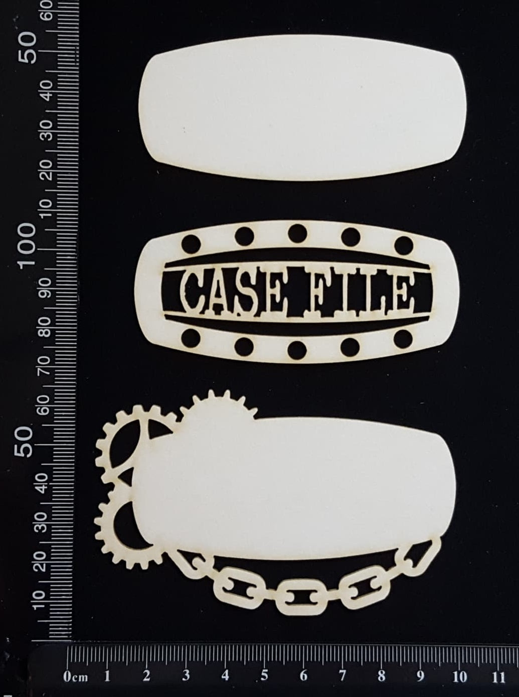 Steampunk Title Plate - EC - Case File - Layering Set - White Chipboard