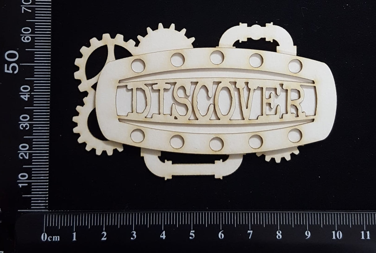 Steampunk Title Plate - ED - Discover - Layering Set - White Chipboard
