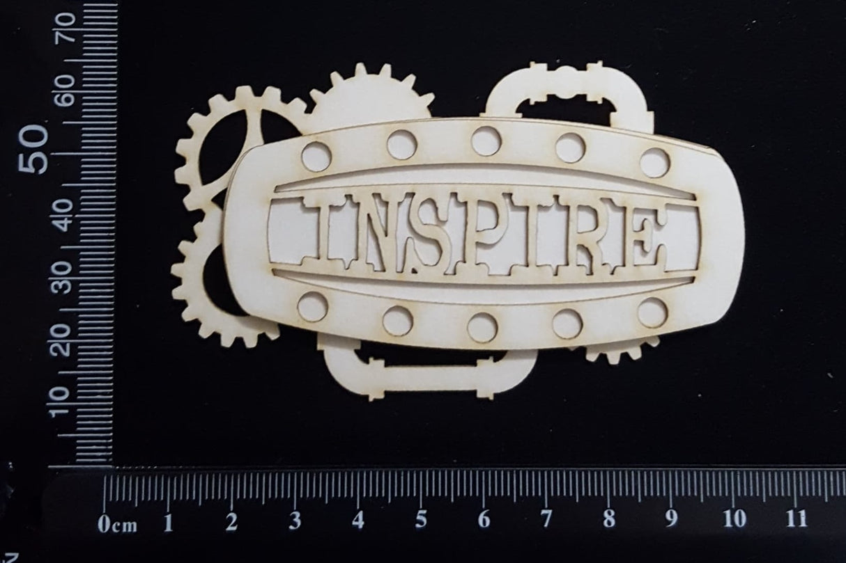 Steampunk Title Plate - EG - Inspire - Layering Set - White Chipboard