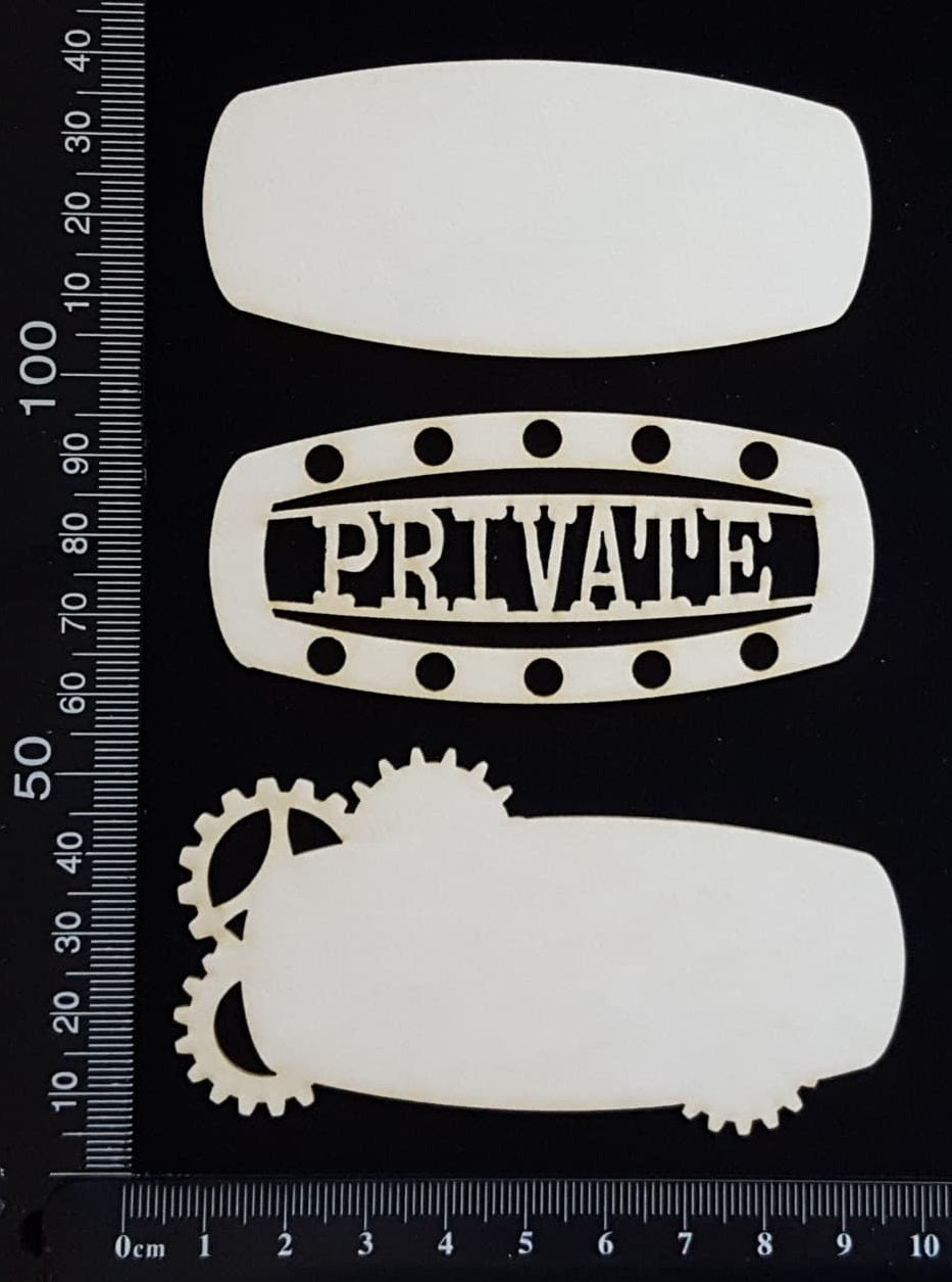 Steampunk Title Plate - EL - Private - Layering Set - White Chipboard