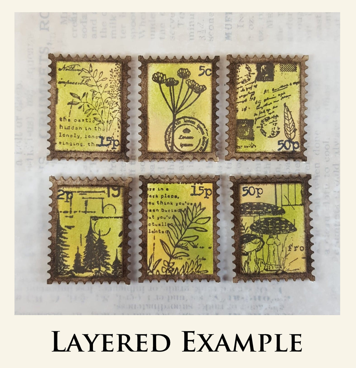 Postage Stamp Set - G - Layering Set - White Chipboard