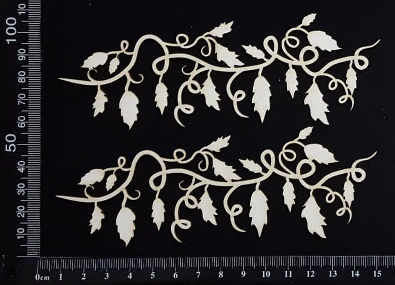 Leafy Vine Border Set - B - Small - White Chipboard