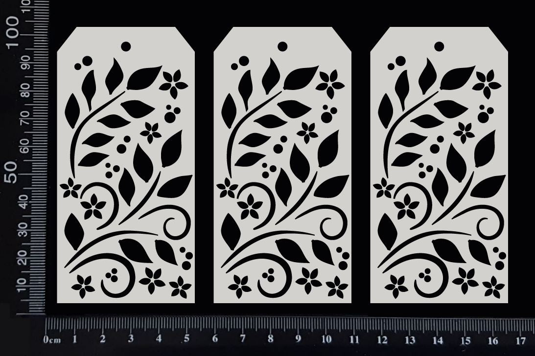 Leaves and Curls Tags Set - AA - Small - White Chipboard