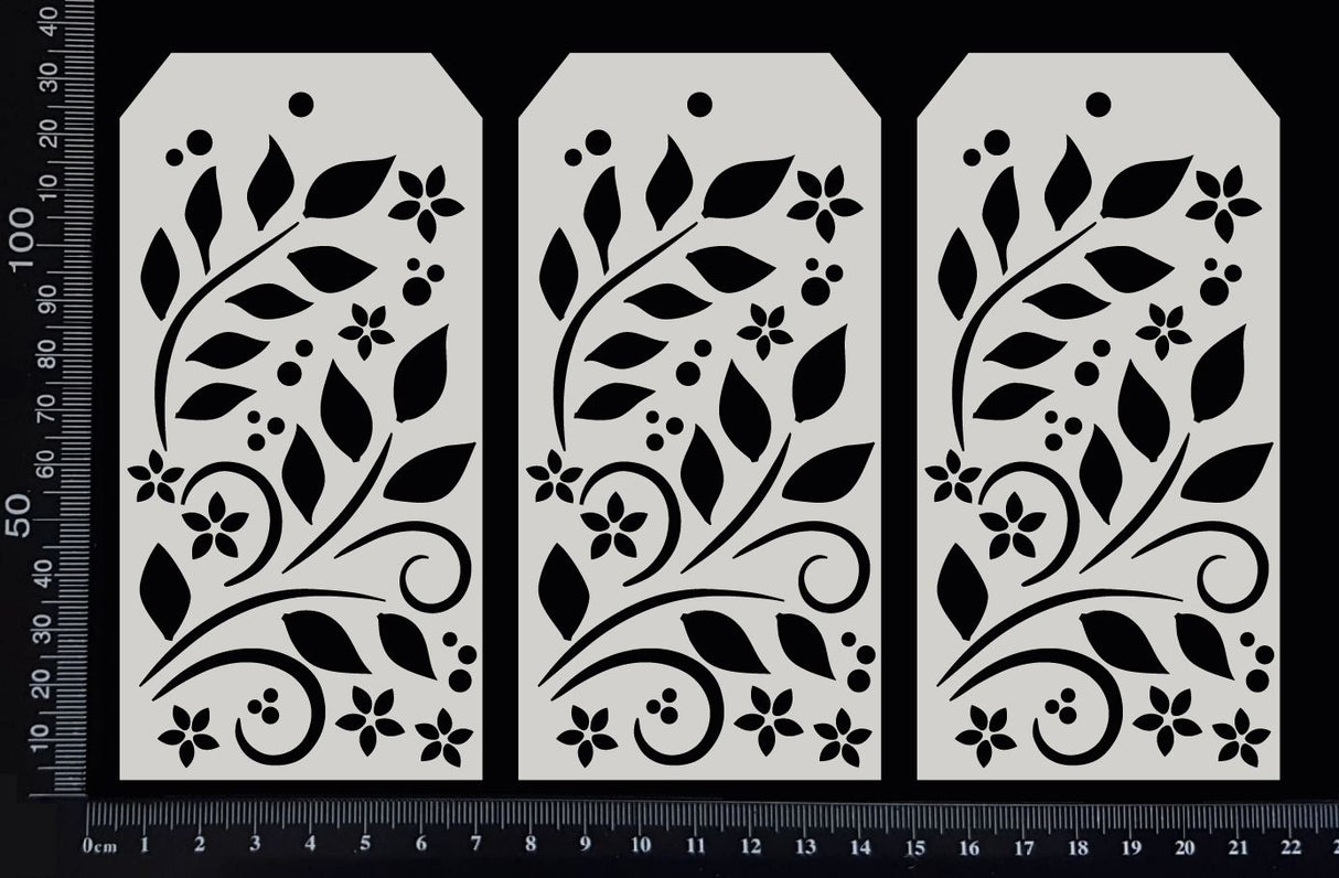 Leaves and Curls Tags Set - AB - Medium - White Chipboard