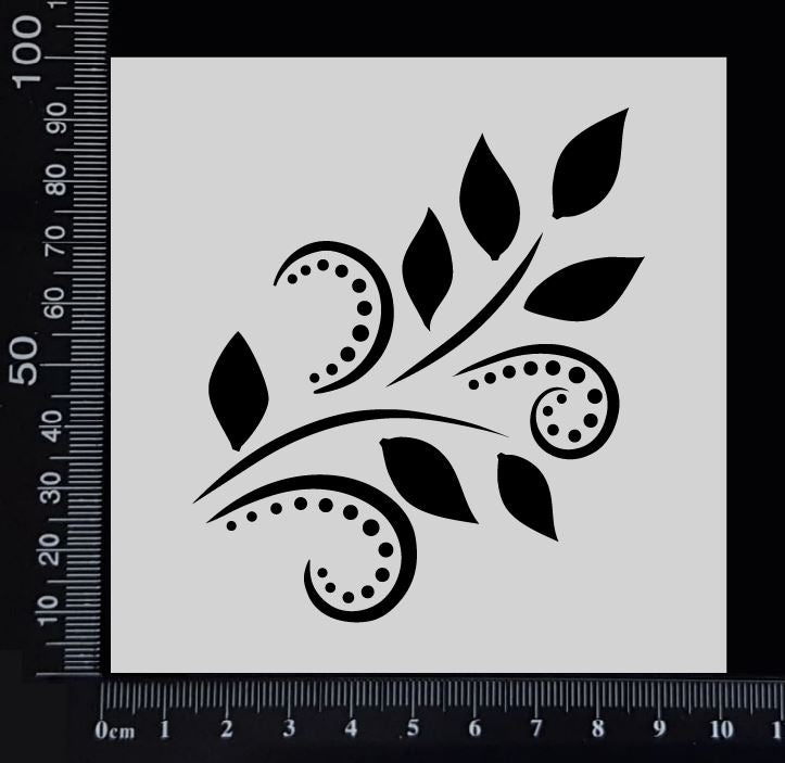 Leaves and Curls - B - Stencil - 100mm x 100mm