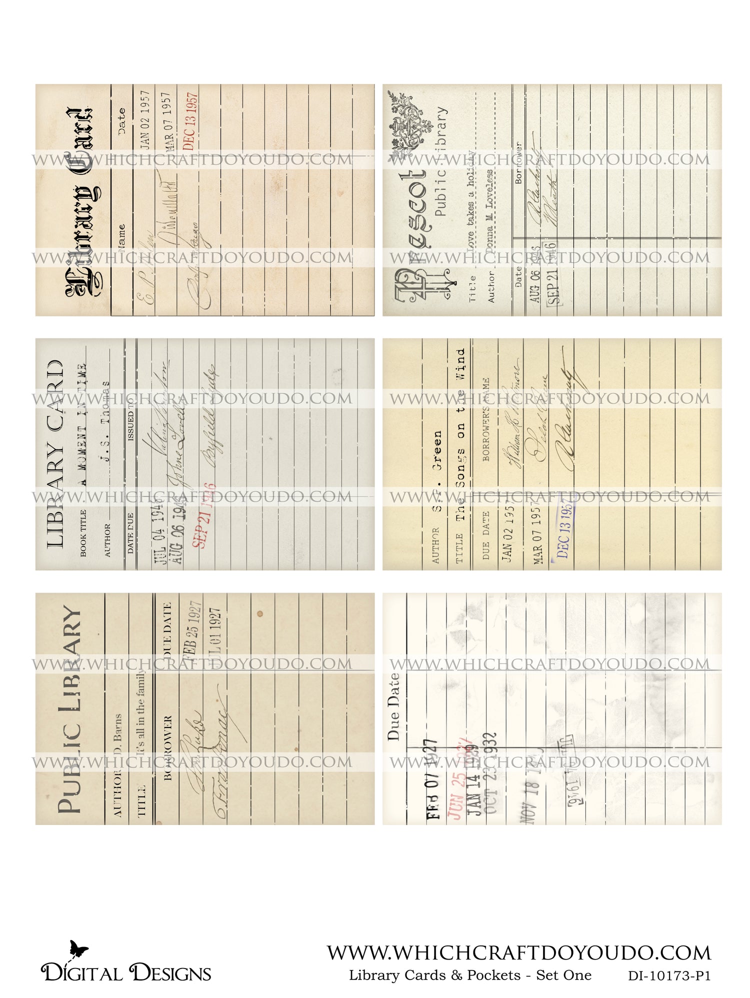 Library Cards & Pockets - Set One - DI-10173 - Digital Download