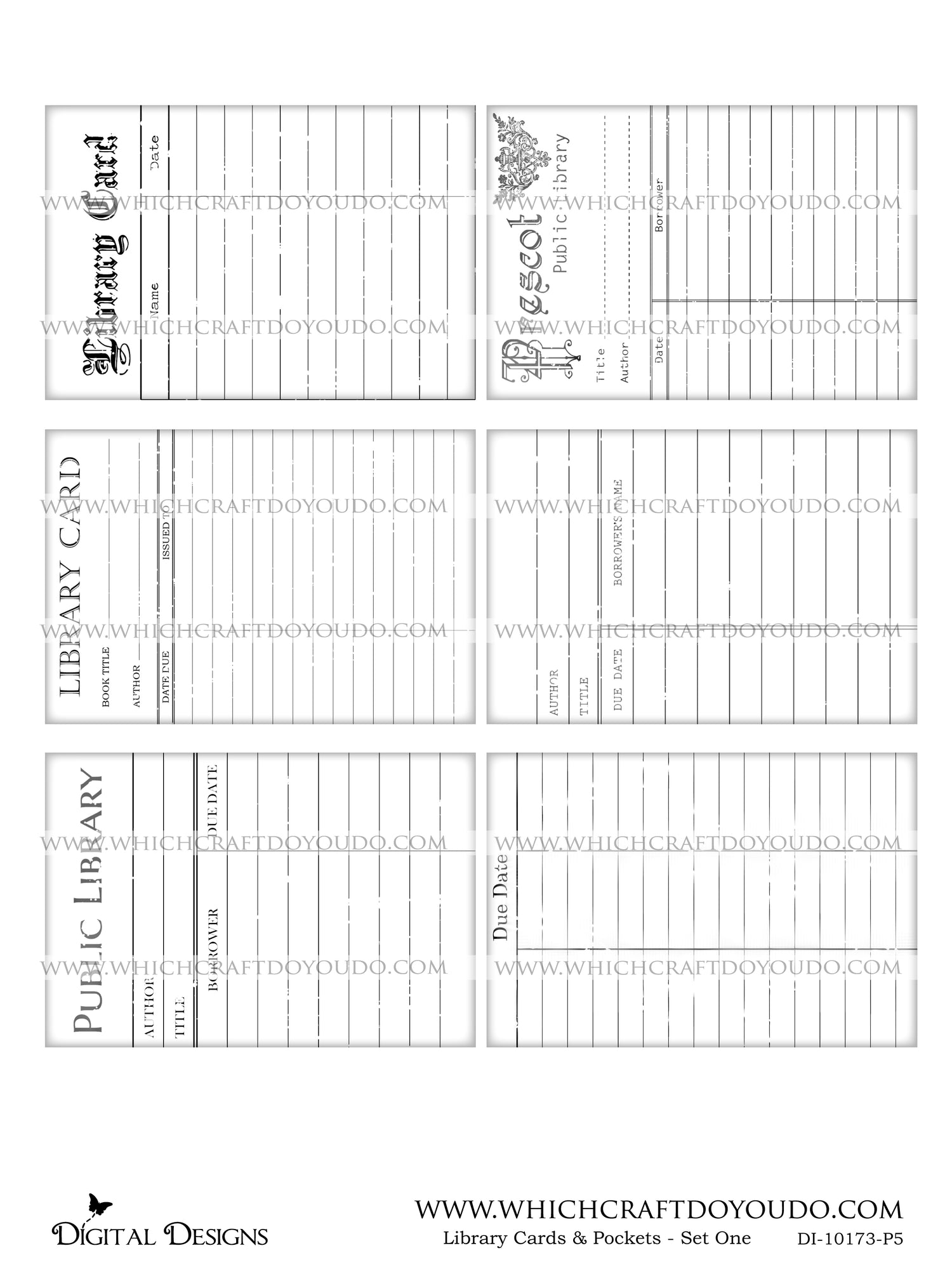 Library Cards & Pockets - Set One - DI-10173 - Digital Download