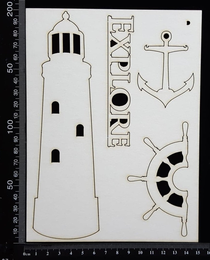 Lighthouse Set - D - White Chipboard