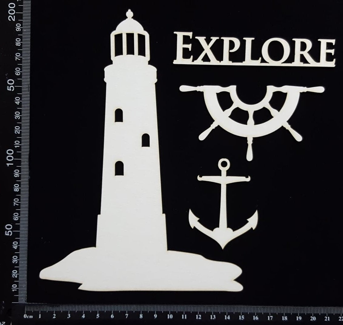 Lighthouse Set - E - White Chipboard