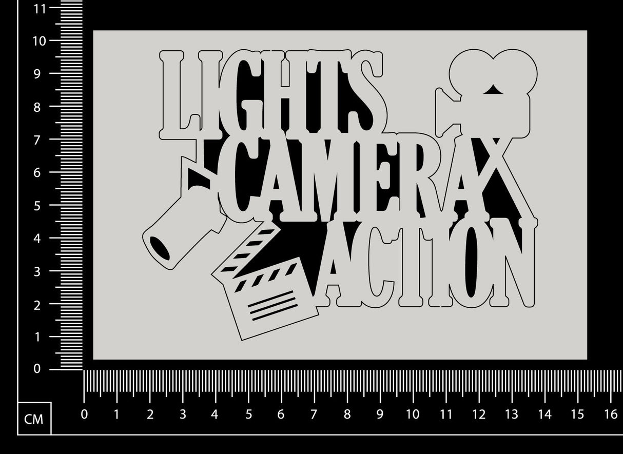 Lights Camera Action - A - White Chipboard