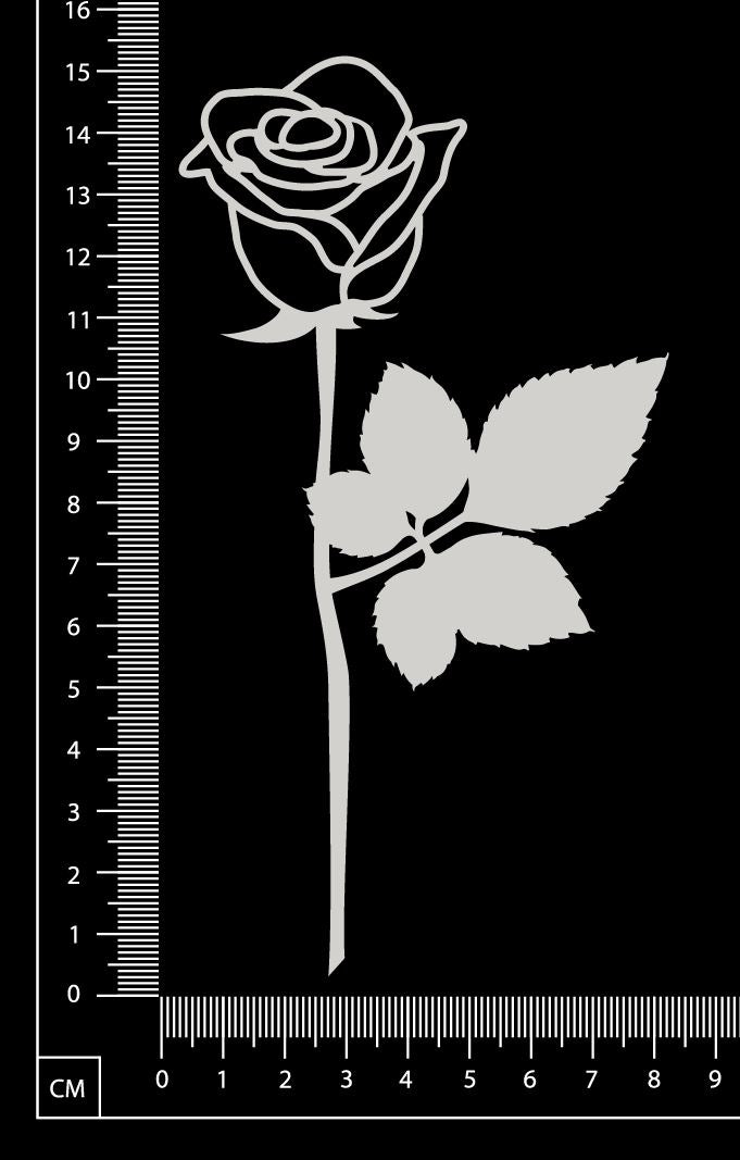 Long Stem Rose - A - White Chipboard