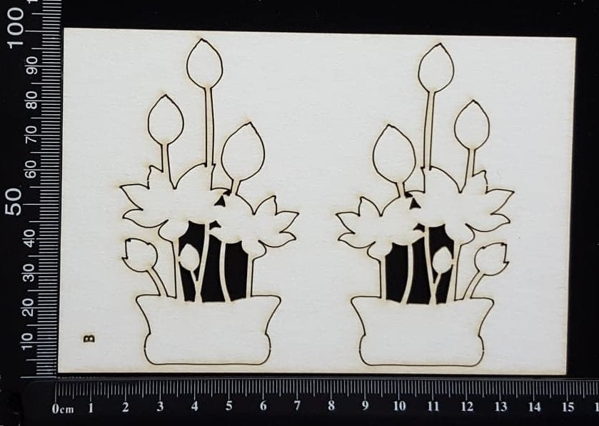 Lotus - B - Set of 2 - Small - White Chipboard
