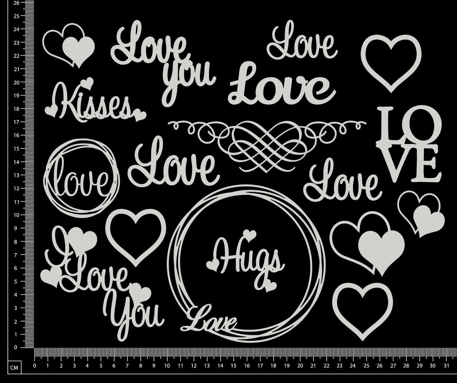 Love Elements - Set A - White Chipboard