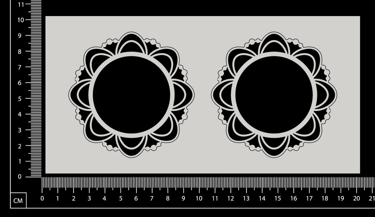 Mandala Frame - D - Small - Set of 2 - White Chipboard
