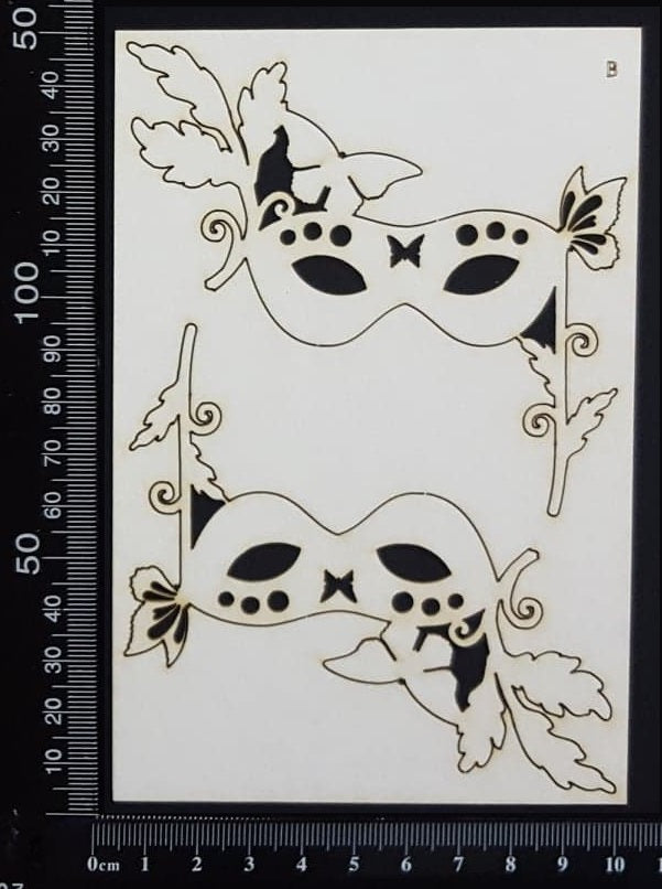 Masquerade Mask Set - B - Small - White Chipboard