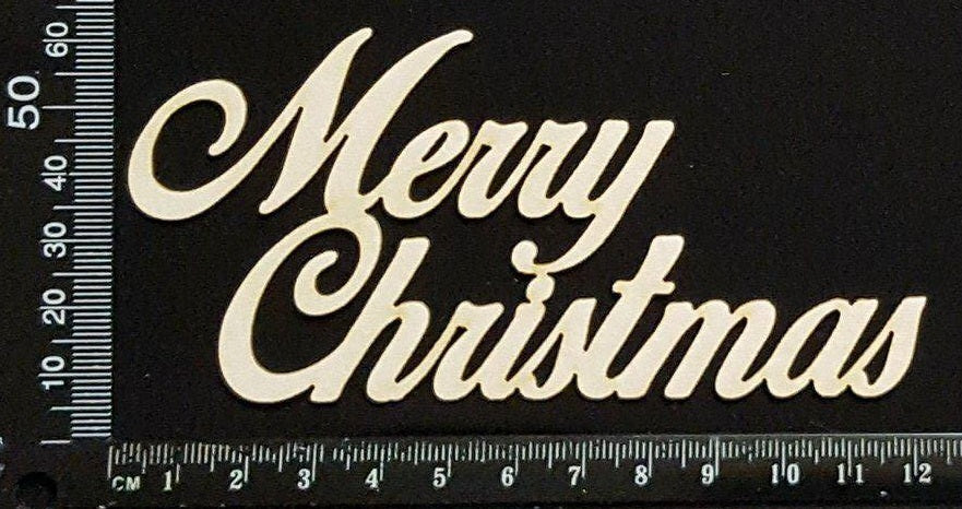 Merry Christmas - A - White Chipboard