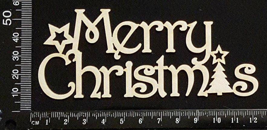 Merry Christmas - G - White Chipboard