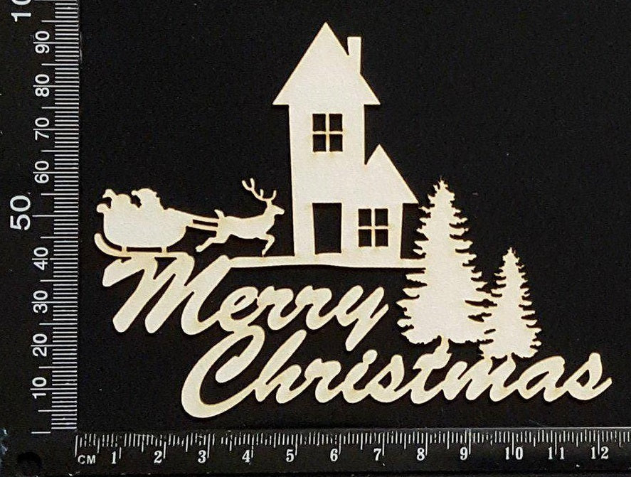 Merry Christmas - H - White Chipboard
