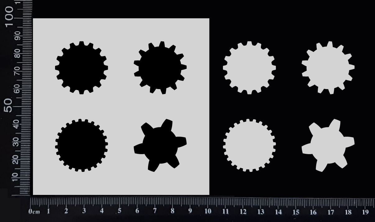 Gears - A - Stencil - 100mm x 100mm