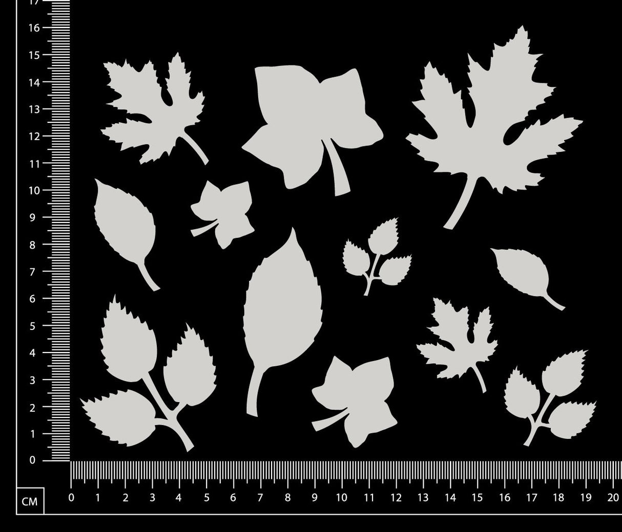 Mixed Leaves - A - White Chipboard