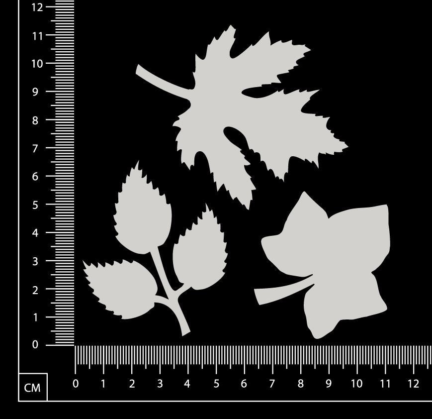 Mixed Leaves - B - White Chipboard