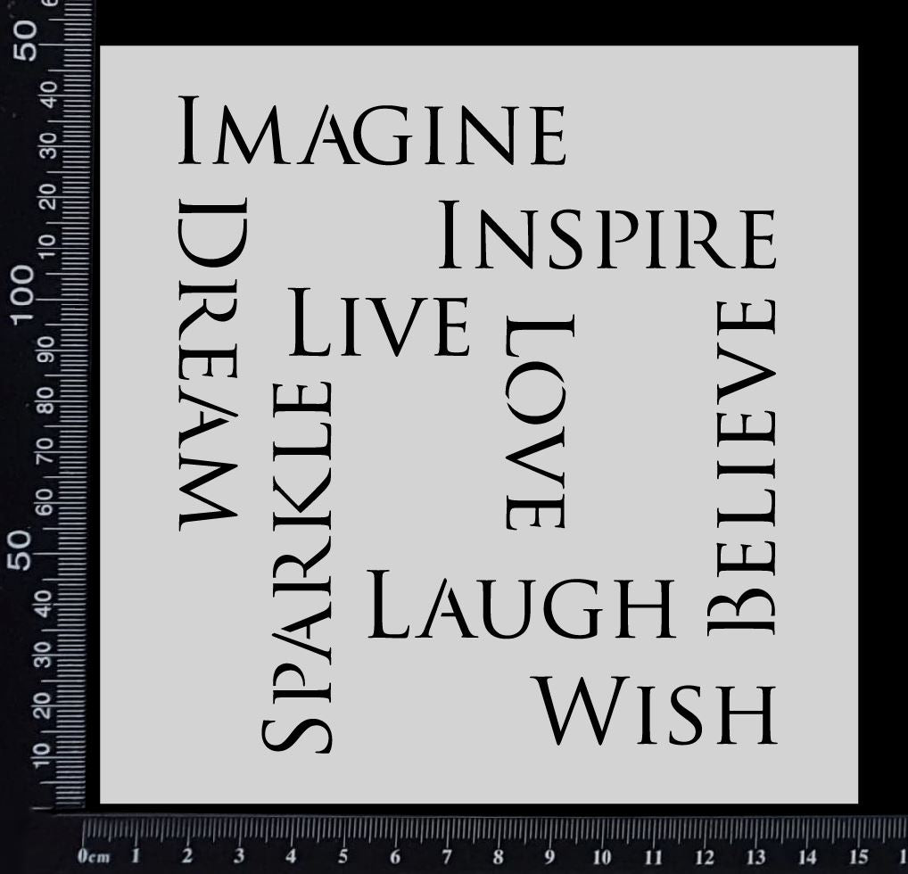 Mixed Words - Stencil - 150mm x 150mm