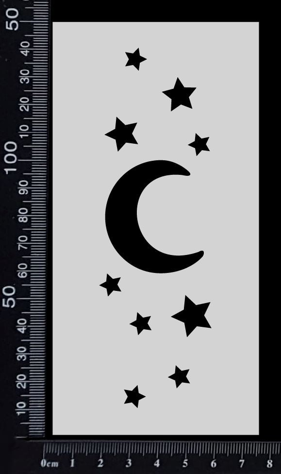 Moon and Stars - Stencil - 75mm x 150mm