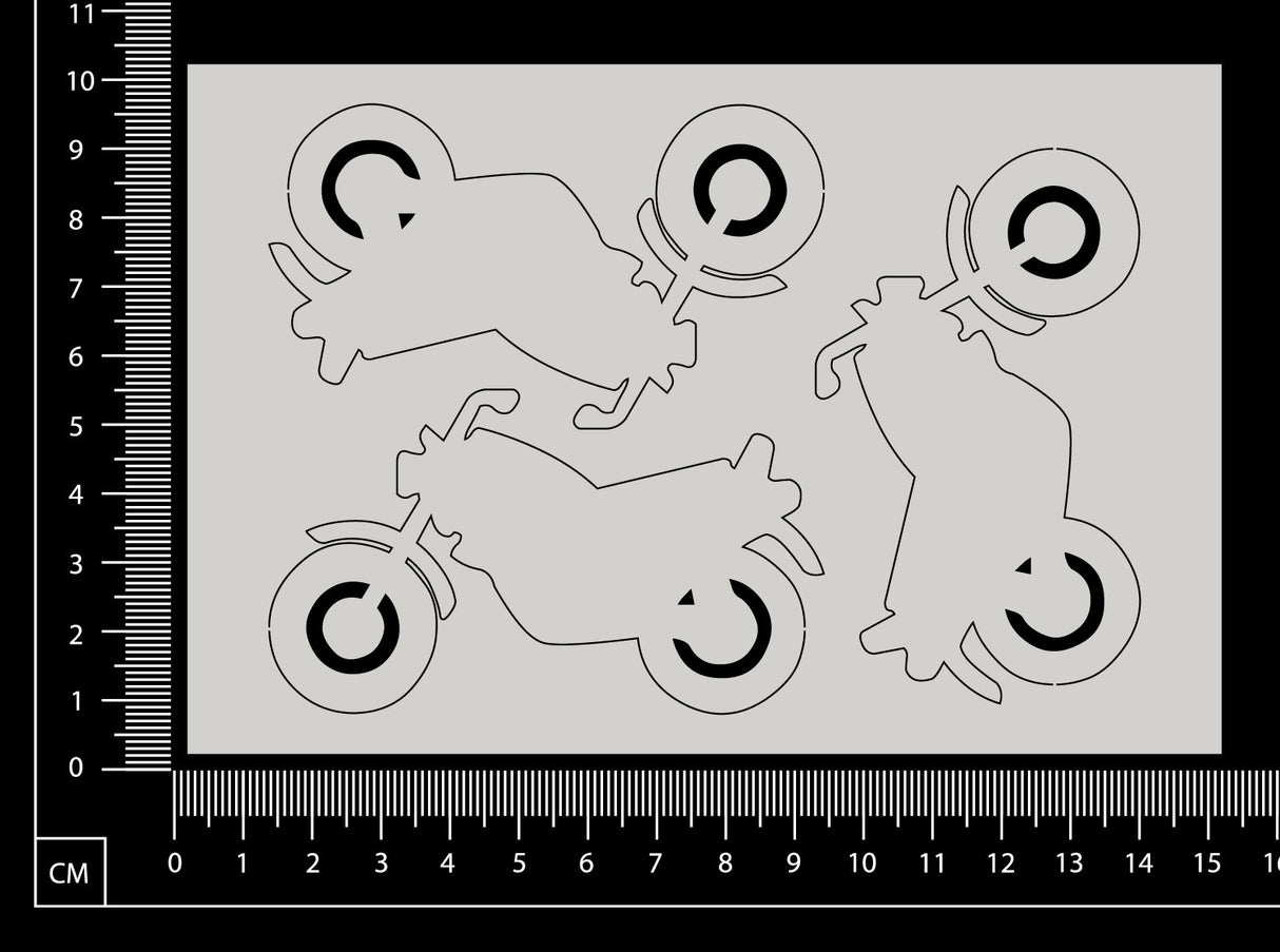 Motorbikes - Small - White Chipboard