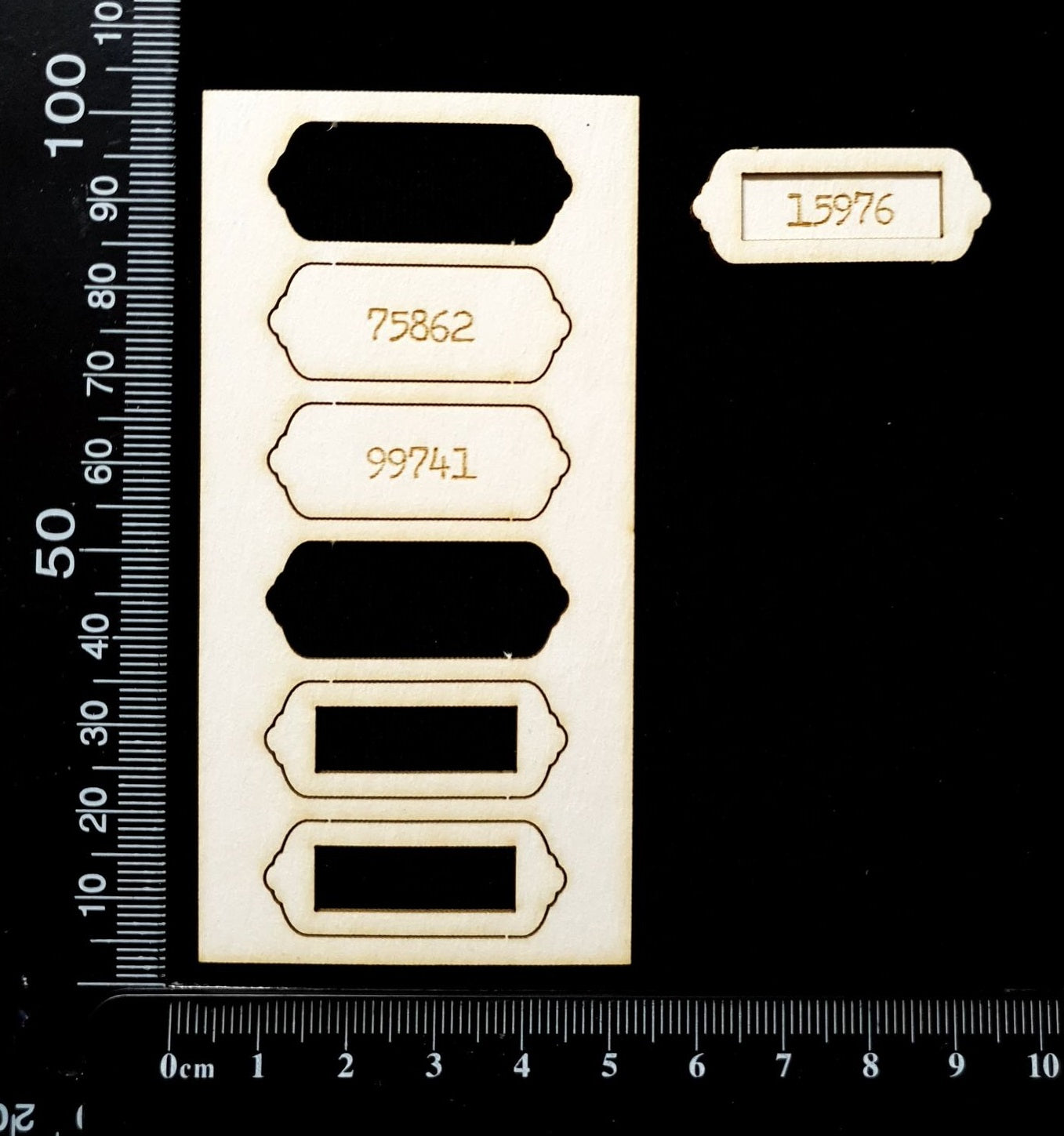 Number Plates - EA - Laser Engraved - White Chipboard