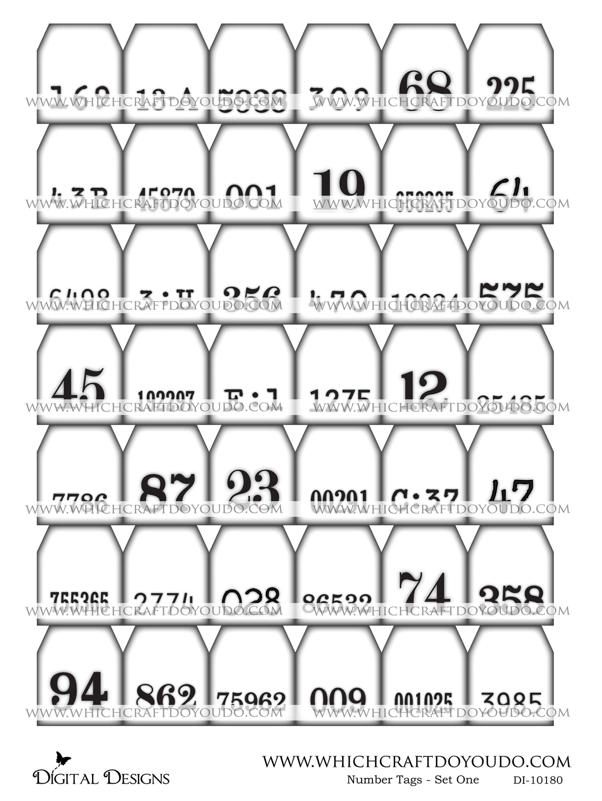 Number Tags - Set One - DI-10180 - Digital Download