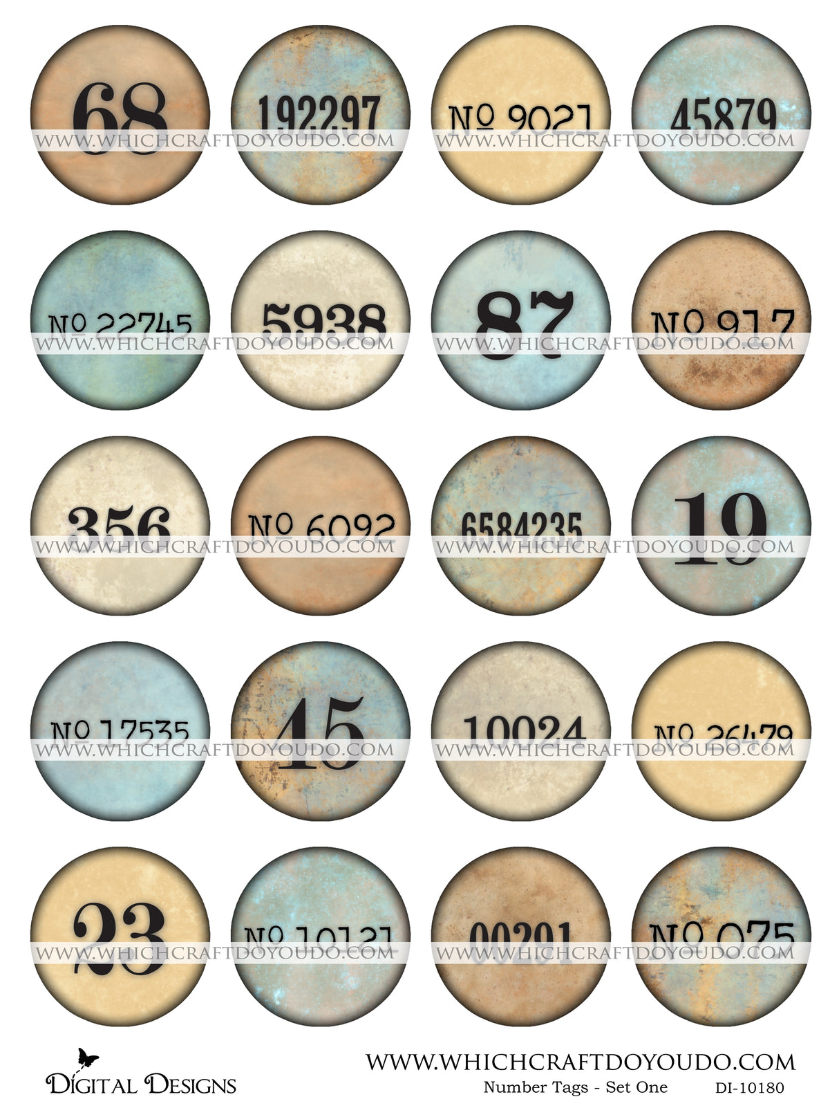 Number Tags - Set One - DI-10180 - Digital Download