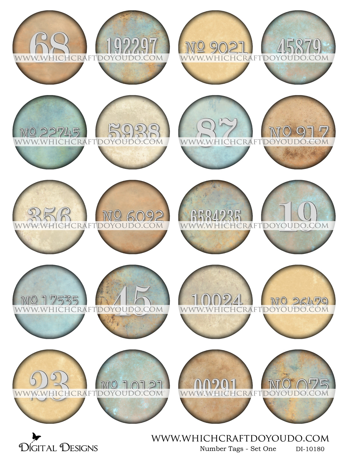 Number Tags - Set One - DI-10180 - Digital Download