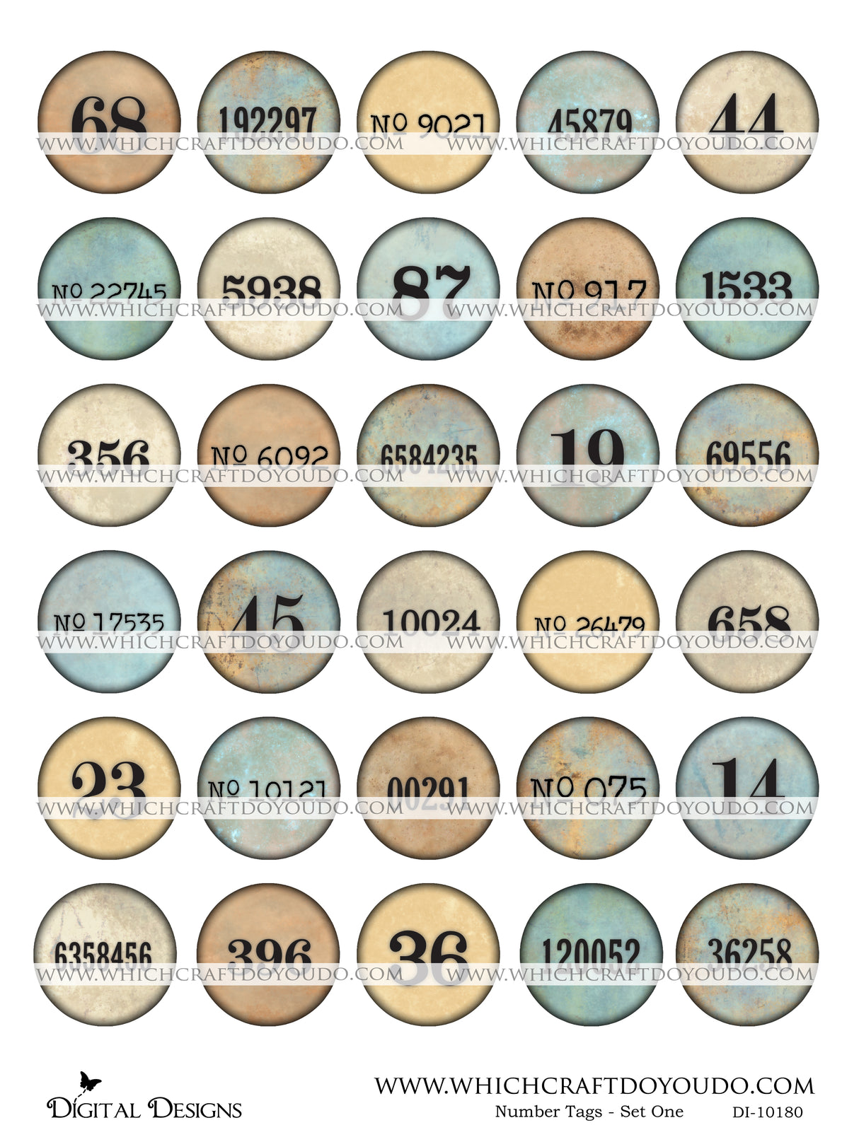 Number Tags - Set One - DI-10180 - Digital Download