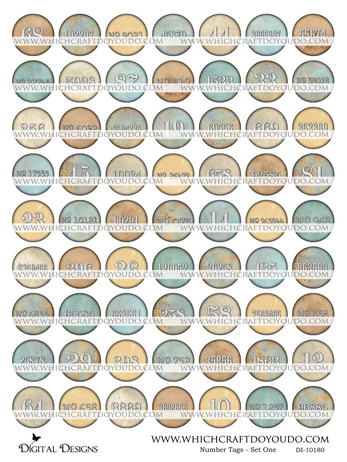 Number Tags - Set One - DI-10180 - Digital Download