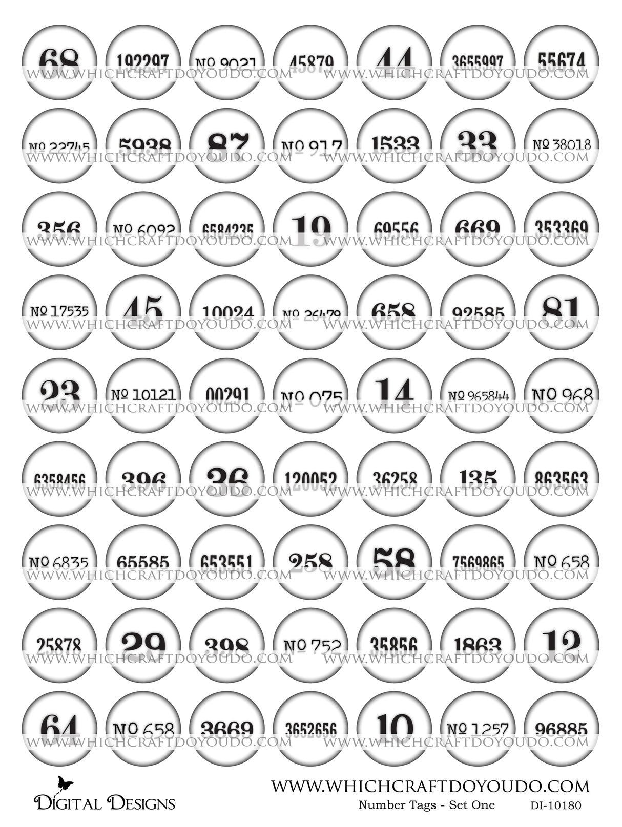 Number Tags - Set One - DI-10180 - Digital Download